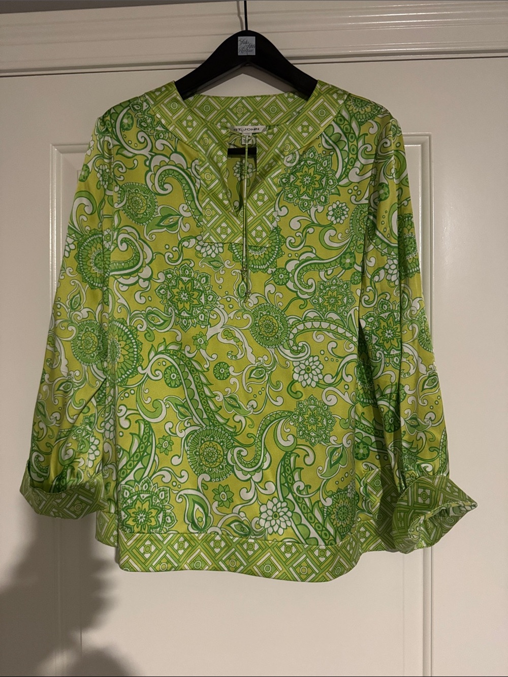 St. John Green Paisley silk Tunic